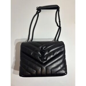 Saint Laurent Loulou Medium YSL Shoulder Bag Quilted Leather Black Designer